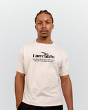 Man wearing Legacy T-Shirt in Balanced Beige – classic athletic fit performance t-shirt for everyday movement by I AM-ABLE